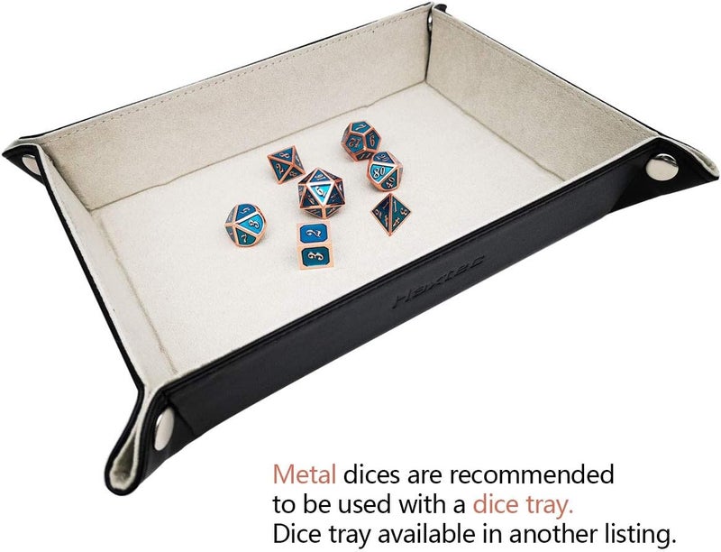 Haxtec Metal DND Dice Set Heavy D&D Dice for Dungeons and Dragons Pathfinder Roleplaying Table Games-Enamel Dice Copper Blue - Image 5